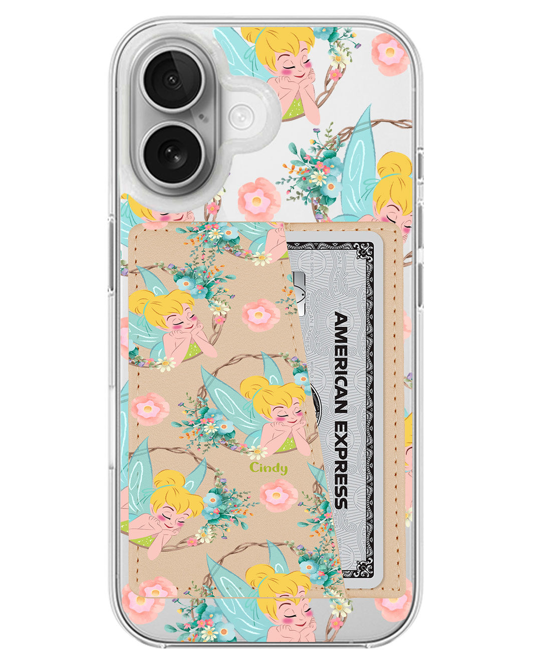 iPhone Leather Wallet Case - Tinkerbell Pattern