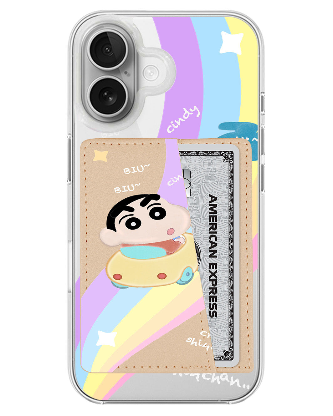 iPhone Leather Wallet Case - Biu Biu Shinchan