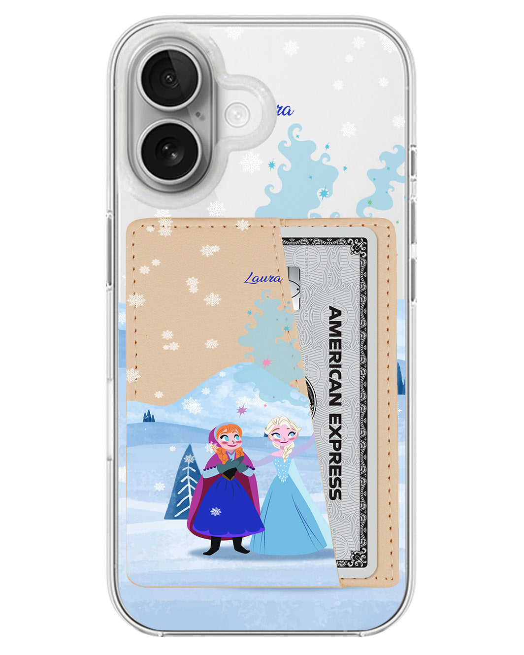 iPhone Leather Wallet Case - Elsa And Anna