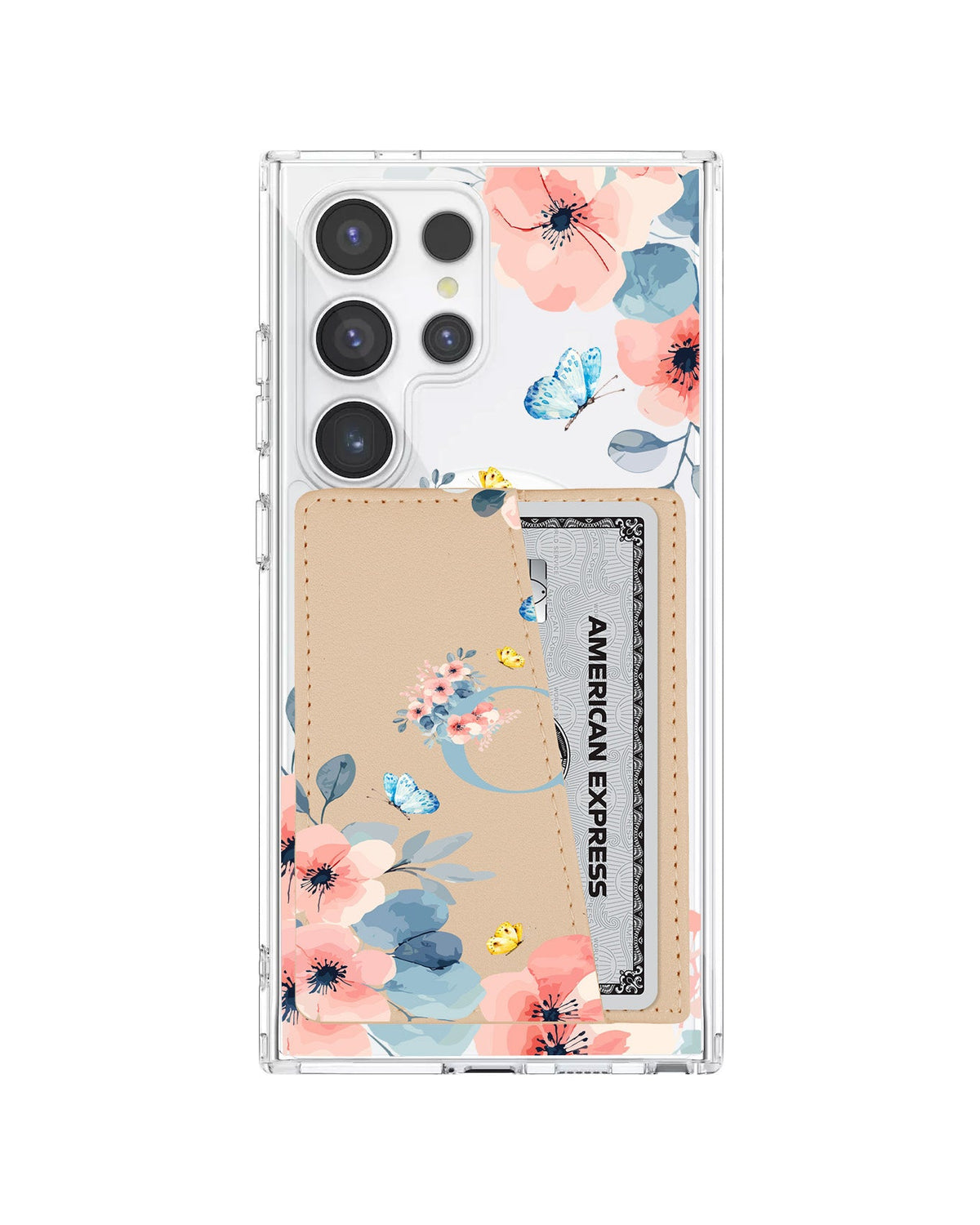 Android Leather Wallet Case - Flower Blue