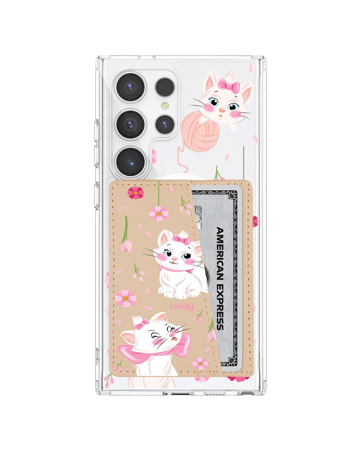 Android Leather Wallet Case - Marrie Cat Flower