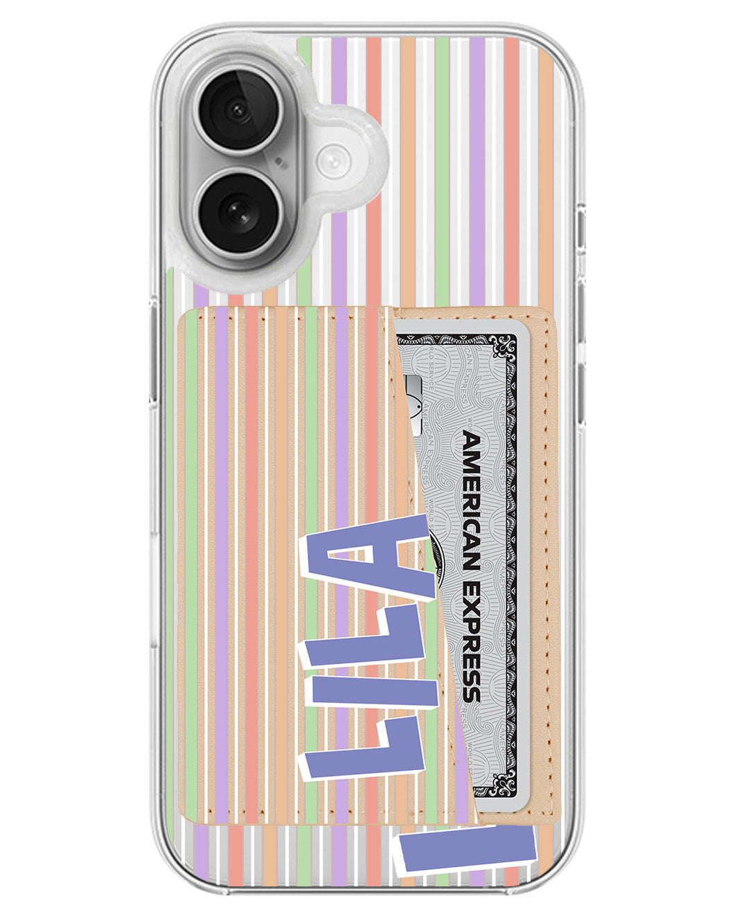 iPhone Leather Wallet Case - Rainbow Linen