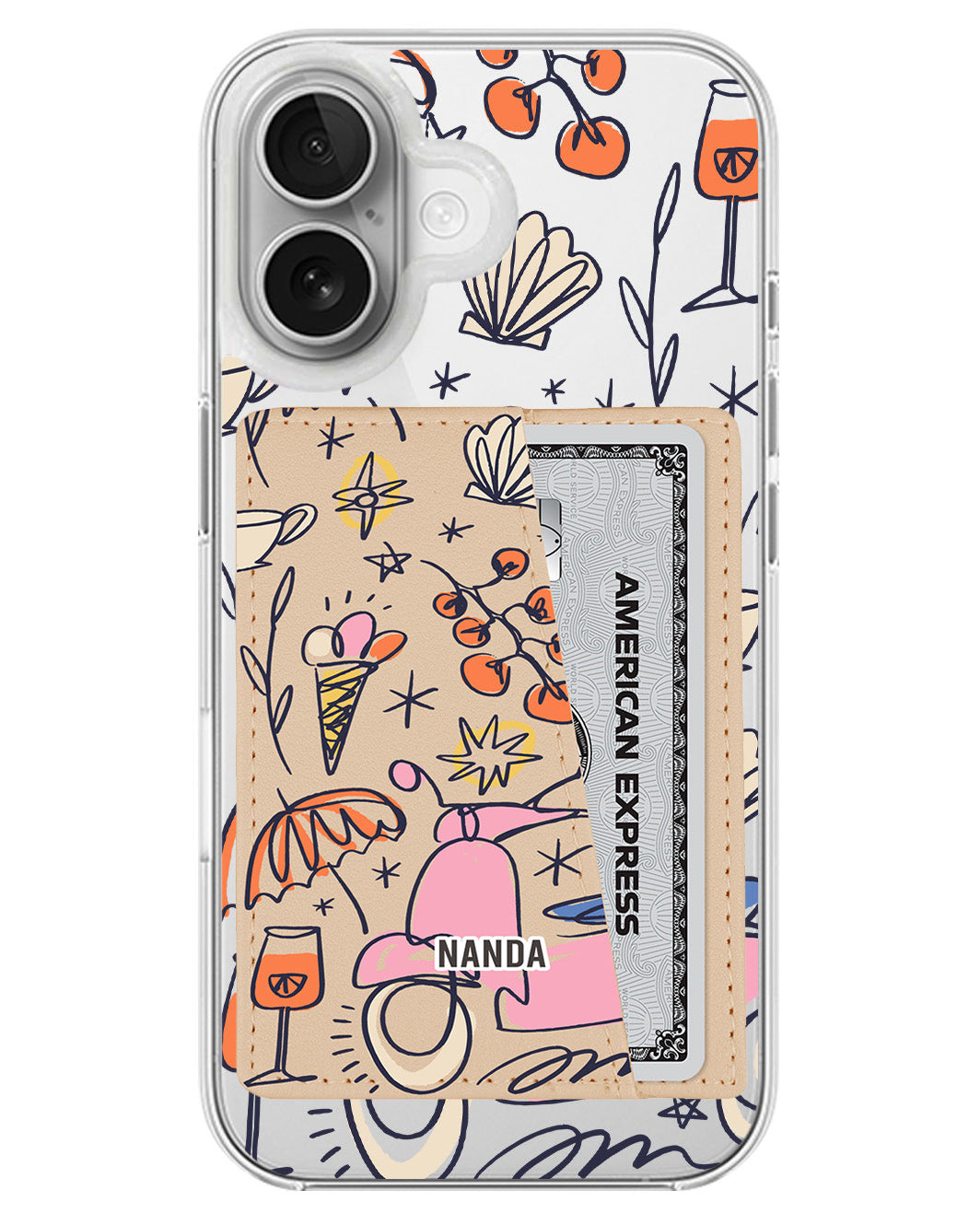 iPhone Leather Wallet Case - Vacation Scribbles