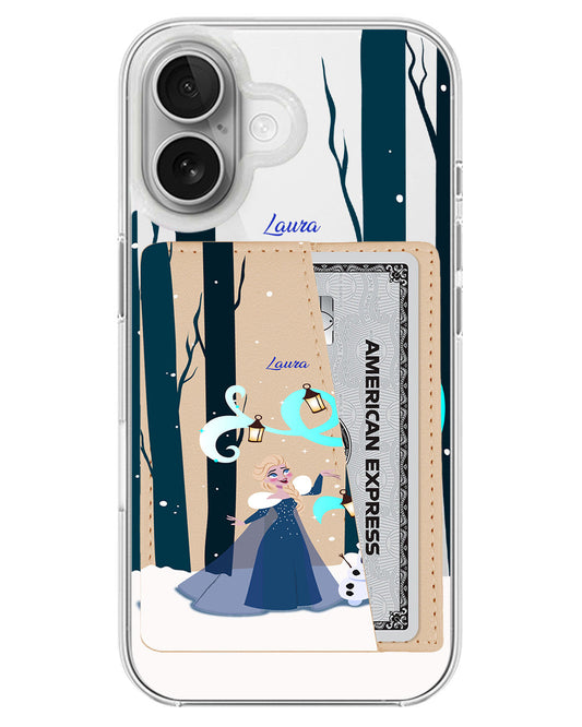 iPhone Leather Wallet Case - Elsa Olaf