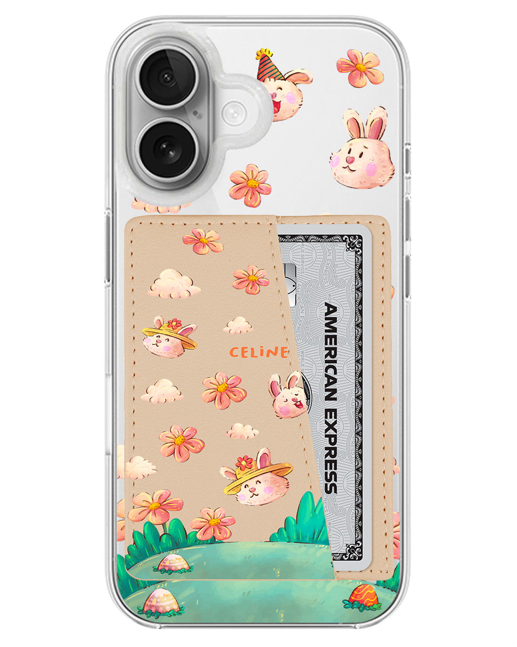 iPhone Leather Wallet Case - Gardening Bunny