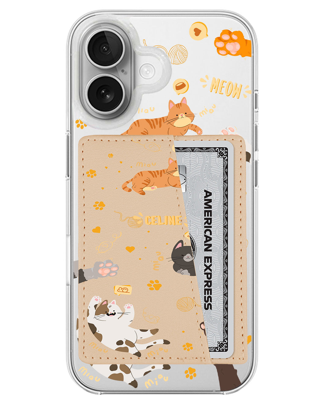 iPhone Leather Wallet Case - Miau Kitty