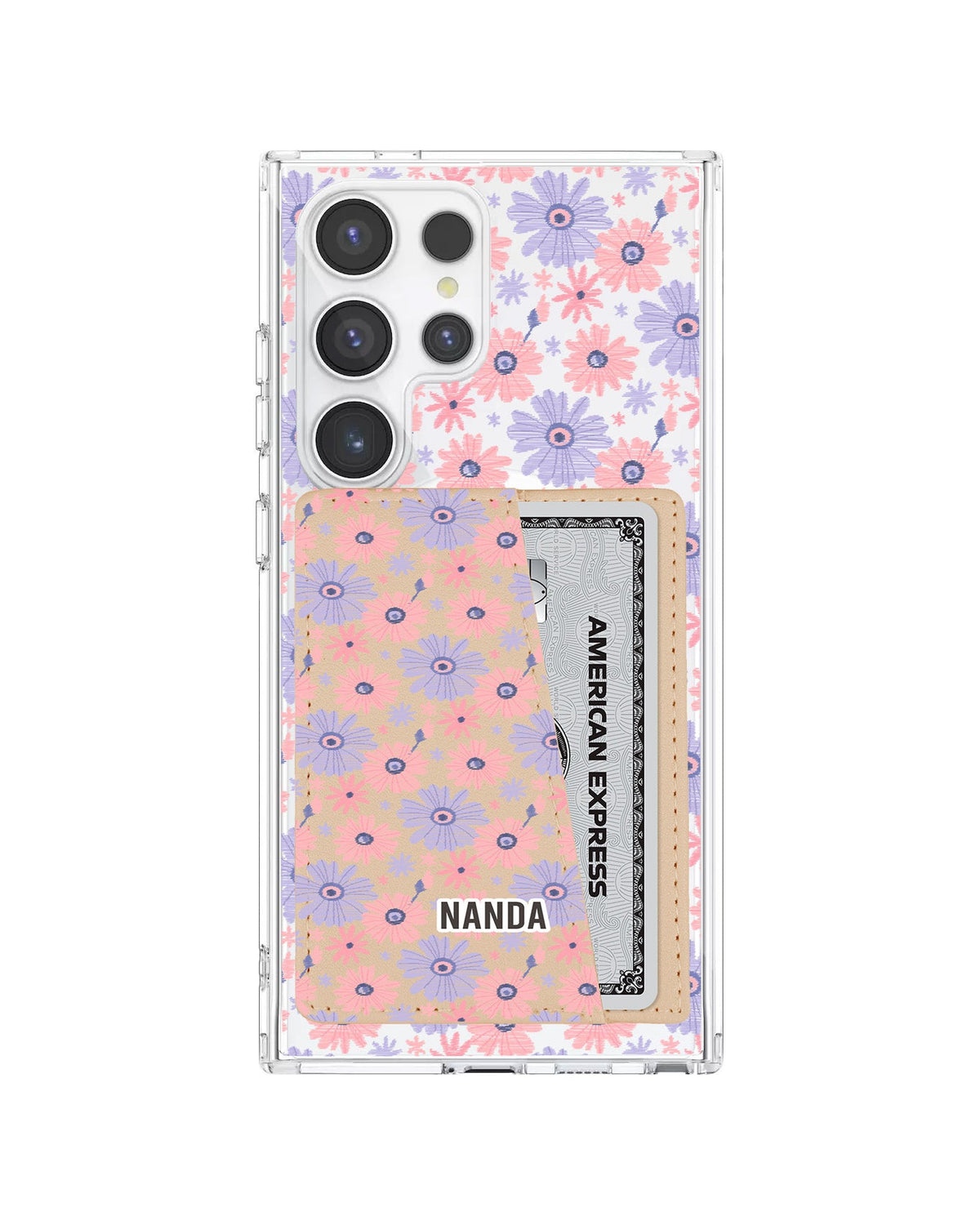 Android Leather Wallet Case - Lilac Meadow