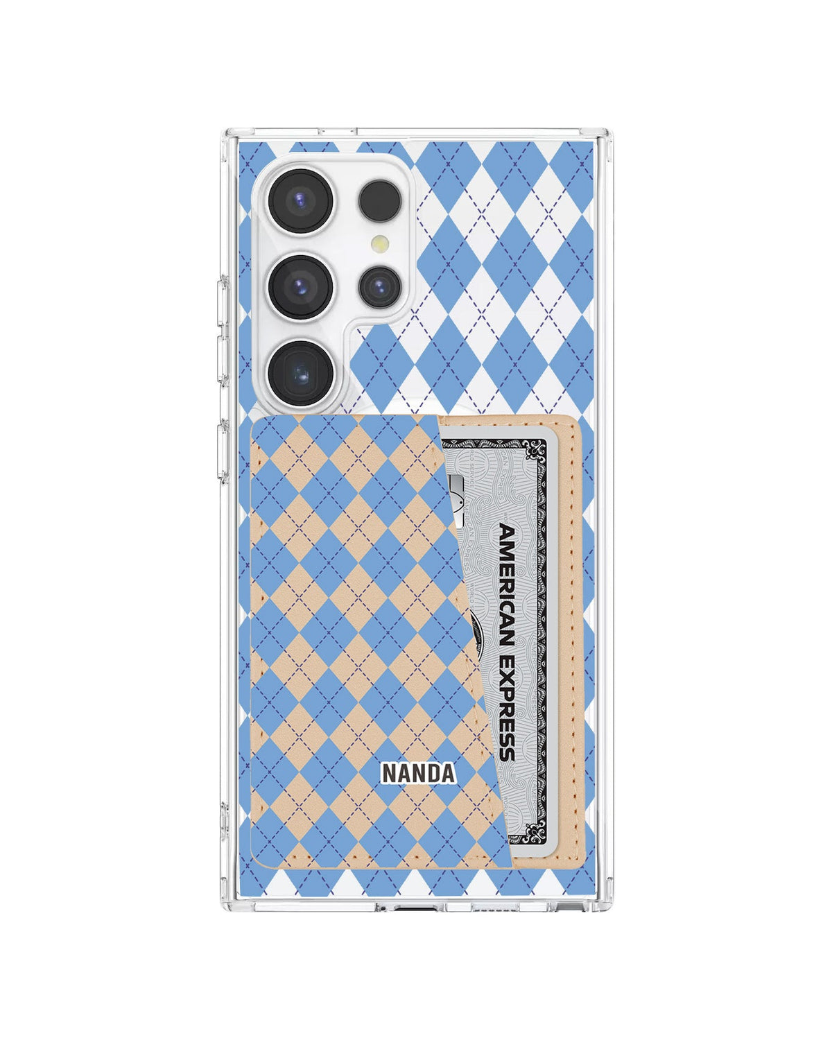Android Leather Wallet Case - Winter Argyle
