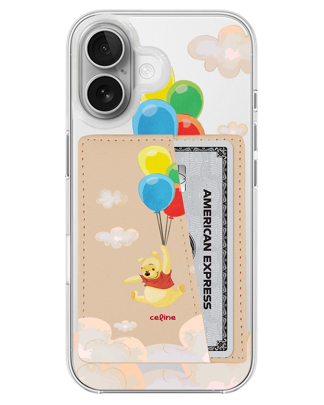 iPhone Leather Wallet Case - Balloon Pooh