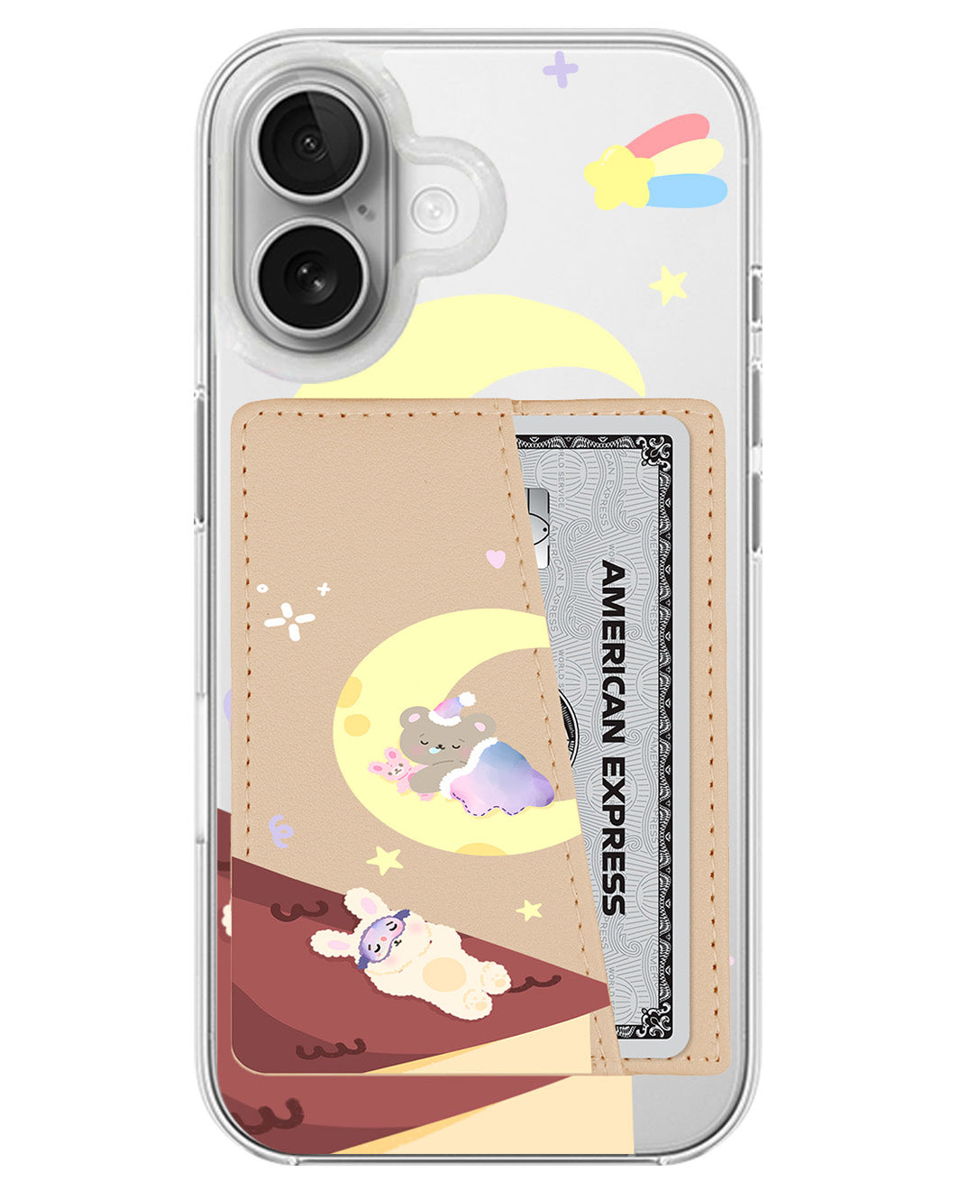 iPhone Leather Wallet Case - Moon Teddy
