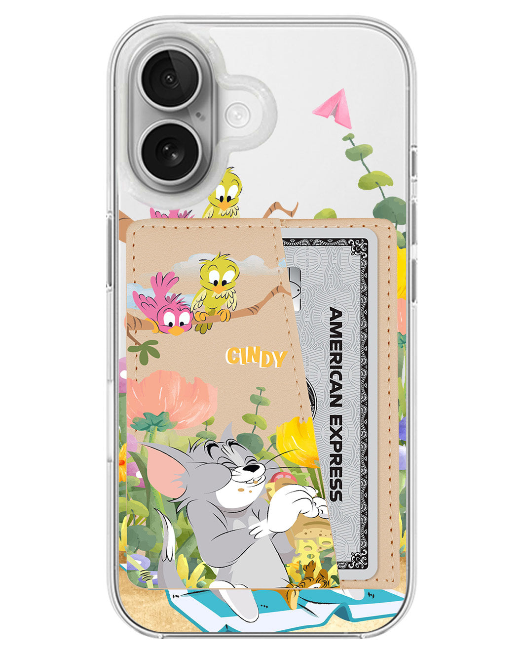 iPhone Leather Wallet Case - Tom And Jerry Picnic