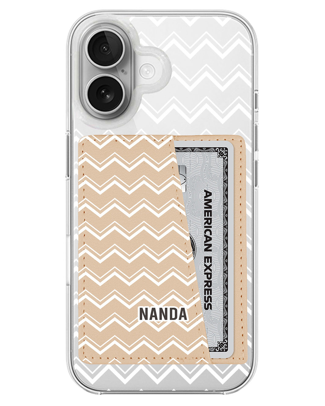 iPhone Leather Wallet Case - Lavender Zigzag