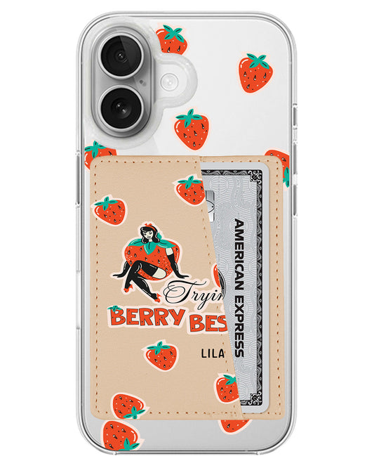iPhone Leather Wallet Case - Trying My Berry Best