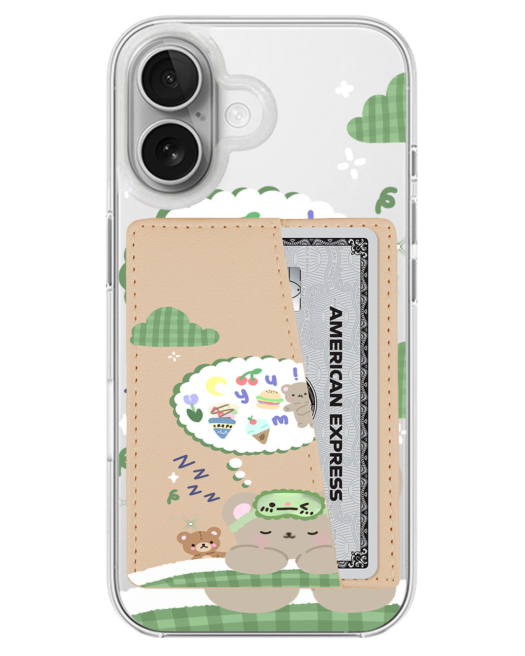 iPhone Leather Wallet Case - Dreaming Teddy