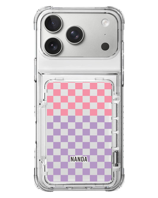 iPhone Crystal Wallet Standing Case - Candy Checkmate