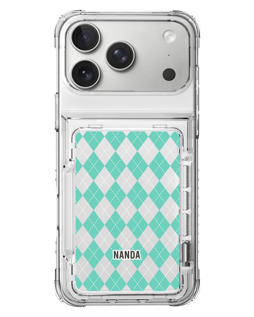 iPhone Crystal Wallet Standing Case - Cotton Candy Argyle