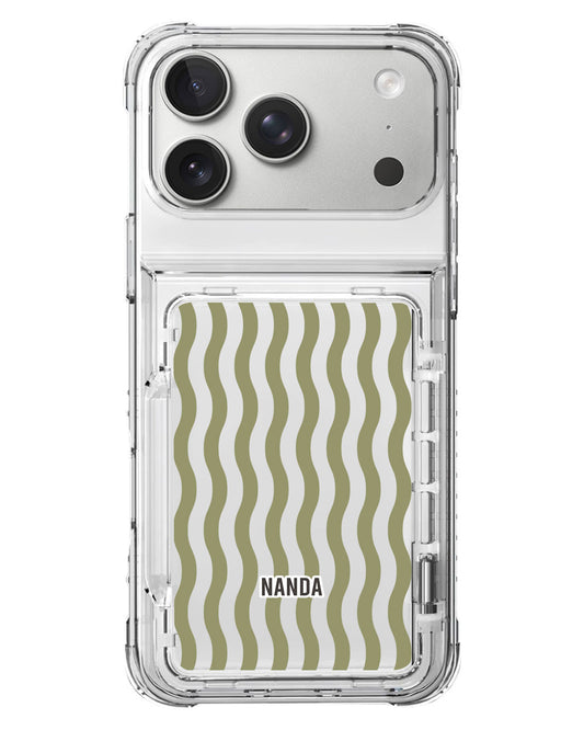 iPhone Crystal Wallet Standing Case - Green Ripple