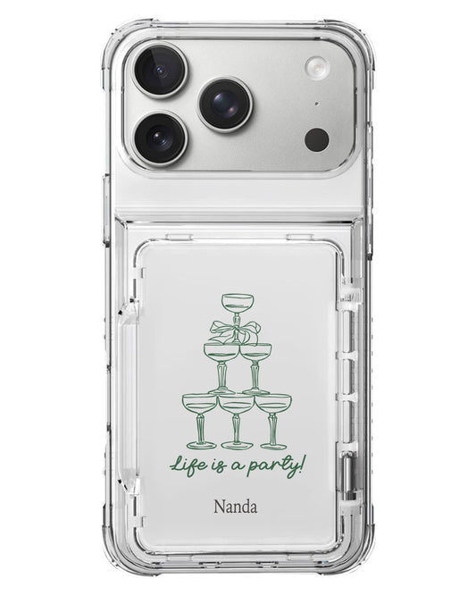 iPhone Crystal Wallet Standing Case - Life Is A Party