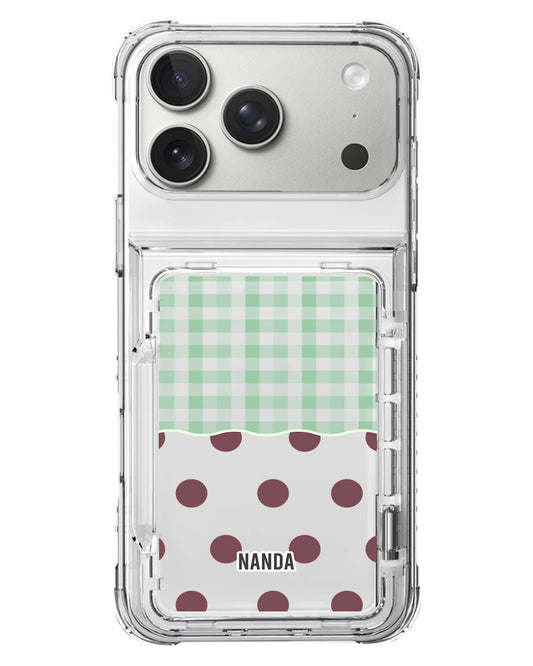 iPhone Crystal Wallet Standing Case - Mint Picnic Day