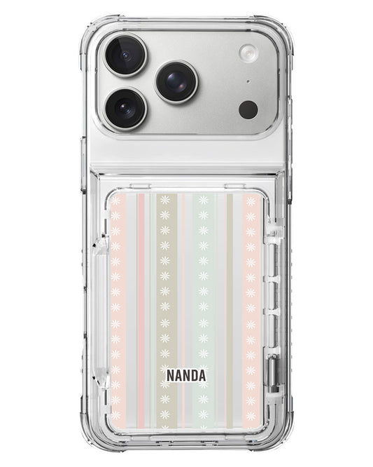 iPhone Crystal Wallet Standing Case - Soft Bloom Stripes