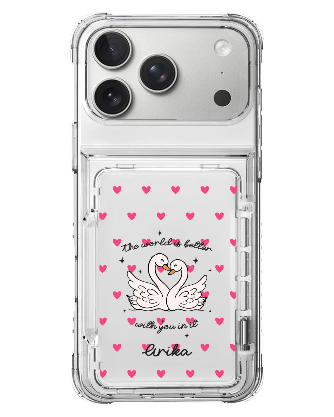 iPhone Crystal Wallet Standing Case - Swan Soulmate