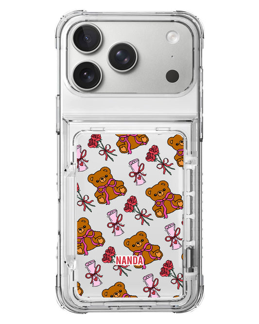 iPhone Crystal Wallet Standing Case - Sweet Teddy