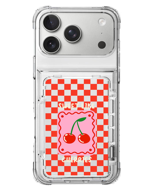 iPhone Crystal Wallet Standing Case - Sweet Like Cherries