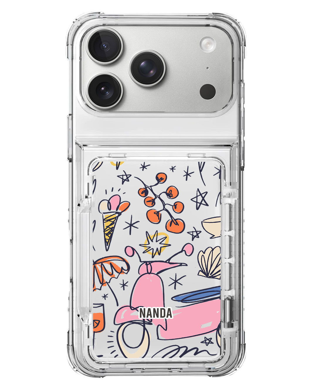 iPhone Crystal Wallet Standing Case - Vacation Scribbles