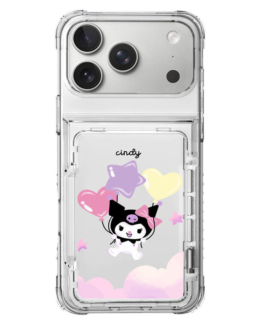 iPhone Crystal Wallet Standing Case - Balloon Kuromi