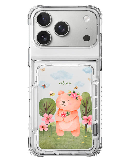 iPhone Crystal Wallet Standing Case - Bear In Spring