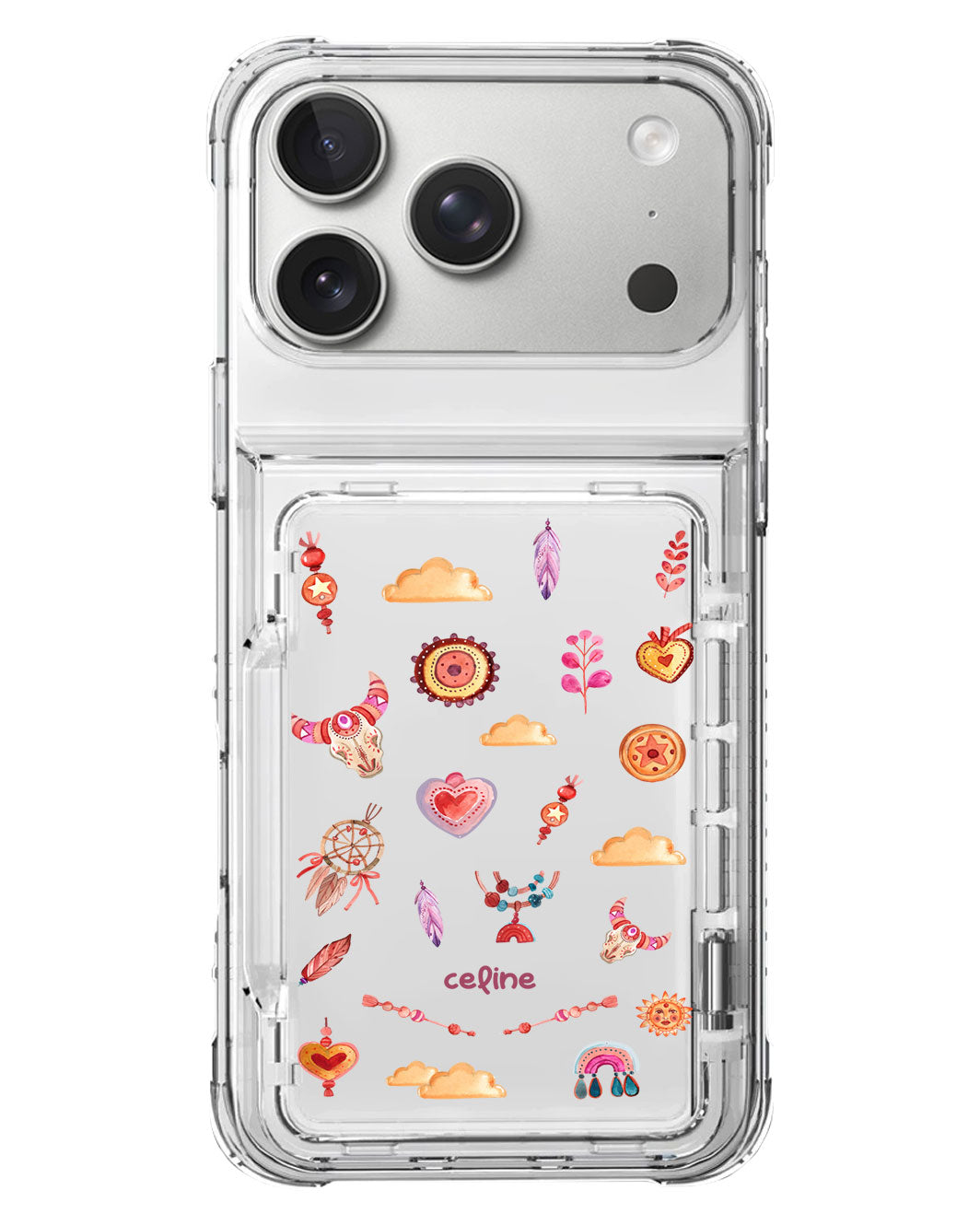 iPhone Crystal Wallet Standing Case - Boho Red