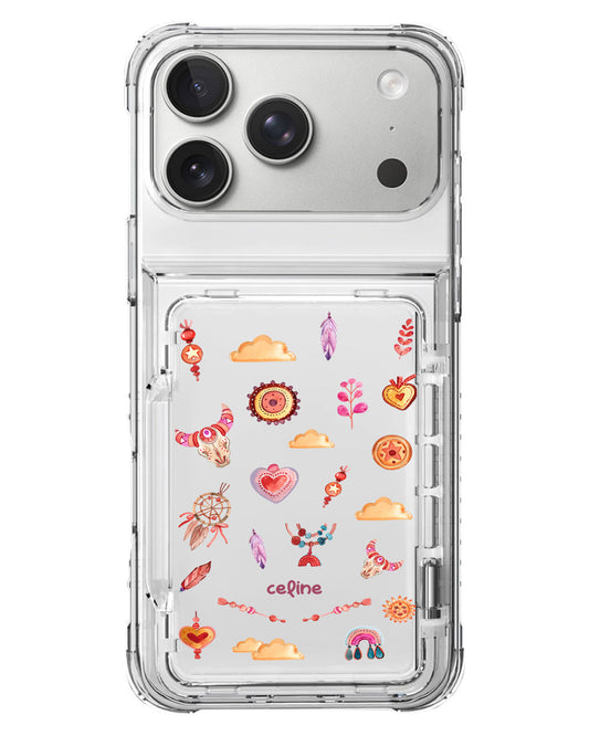 iPhone Crystal Wallet Standing Case - Boho Red
