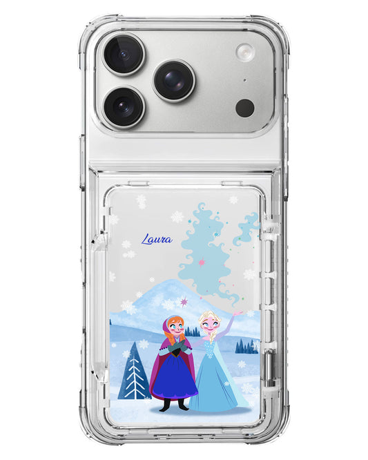 iPhone Crystal Wallet Standing Case - Elsa And Anna