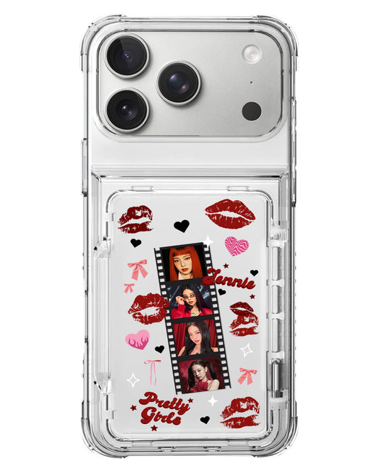 iPhone Crystal Wallet Standing Case - Face Grid Jennie