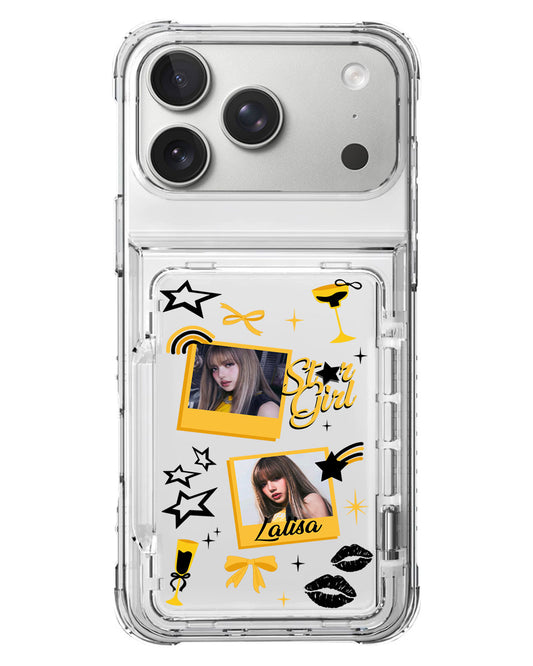 iPhone Crystal Wallet Standing Case - Face Grid Lisa