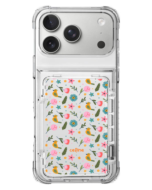 iPhone Crystal Wallet Standing Case - Flower Bird