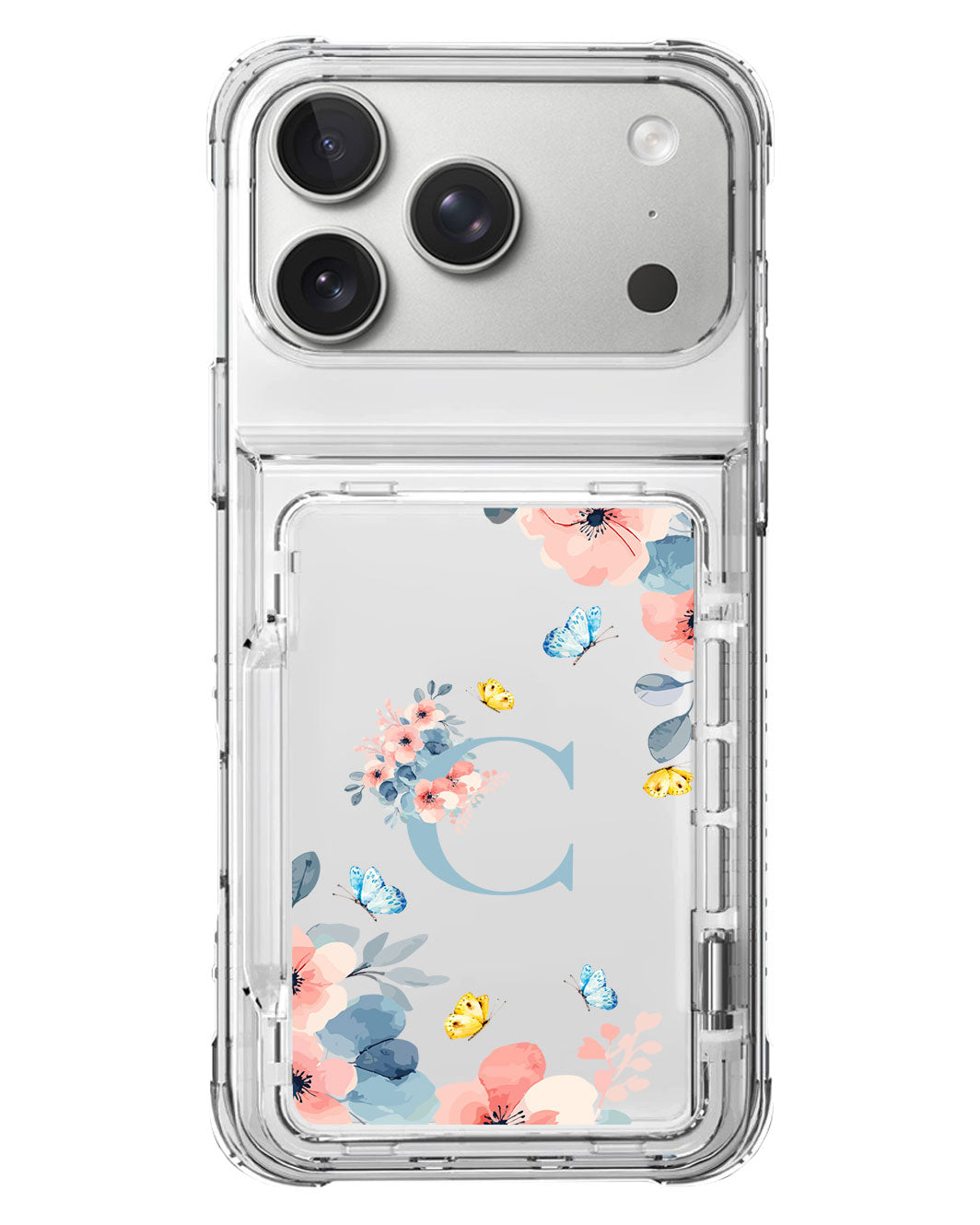 iPhone Crystal Wallet Standing Case - Flower Blue
