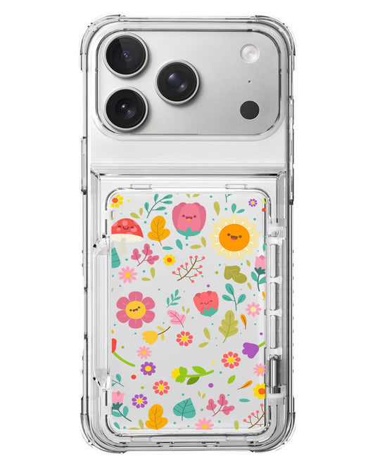 iPhone Crystal Wallet Standing Case - Fun Floral