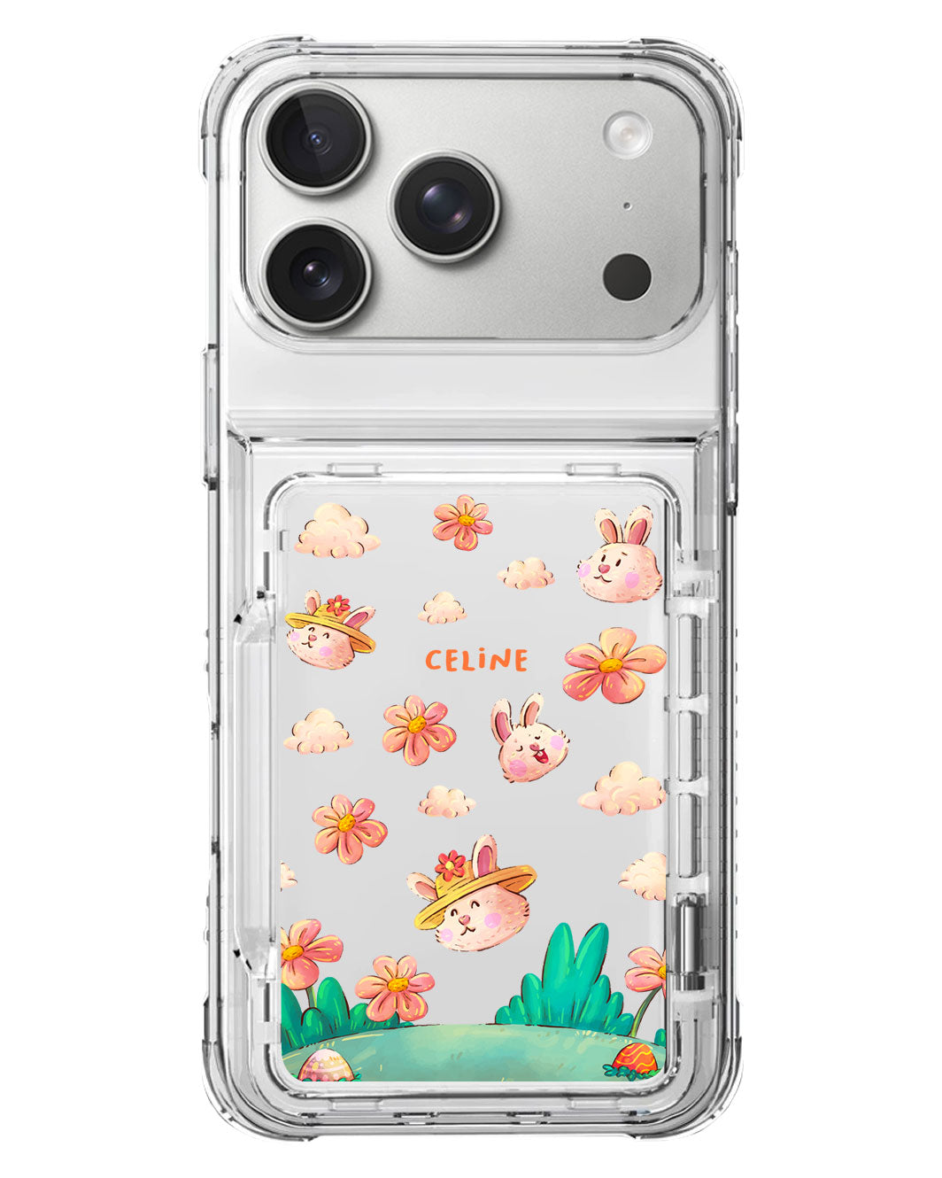 iPhone Crystal Wallet Standing Case - Gardening Bunny