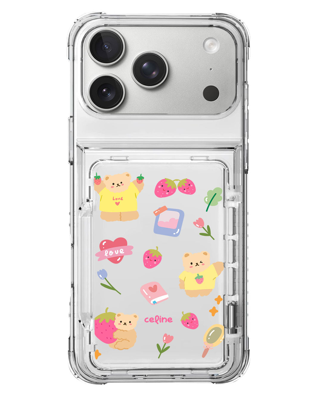 iPhone Crystal Wallet Standing Case - Love Berry