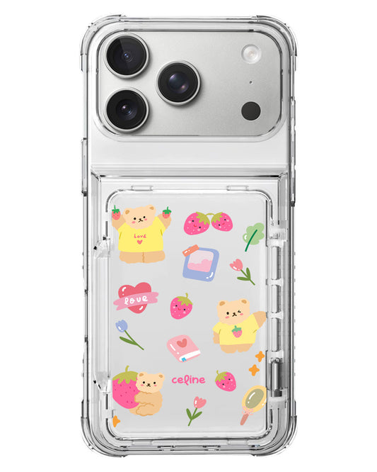 iPhone Crystal Wallet Standing Case - Love Berry
