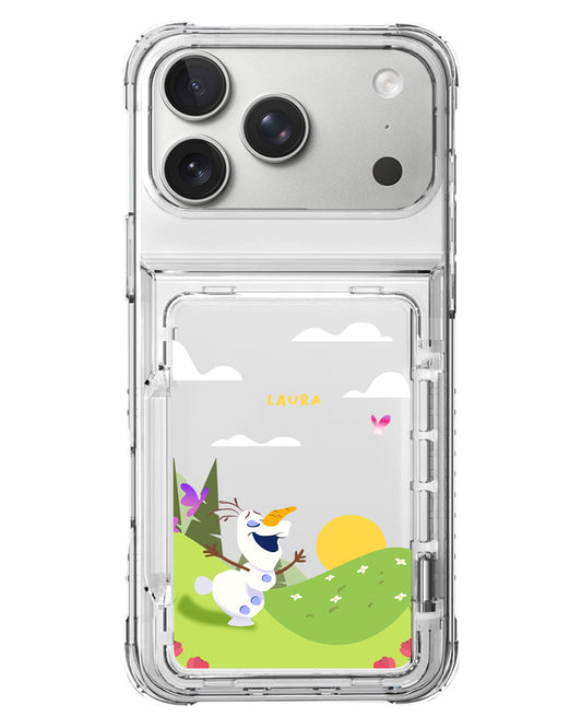 iPhone Crystal Wallet Standing Case - Olaf Love Spring