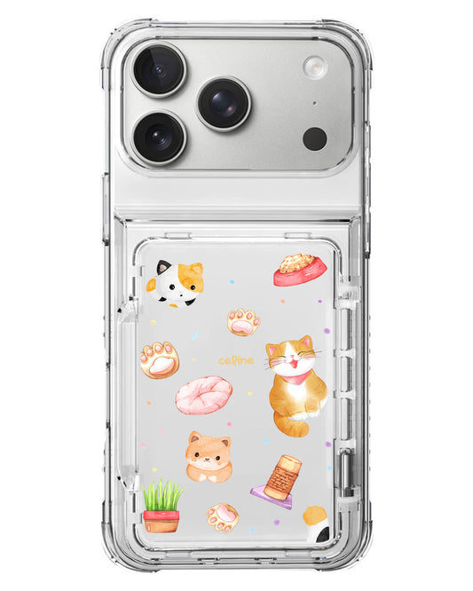 iPhone Crystal Wallet Standing Case - Play With Kitty