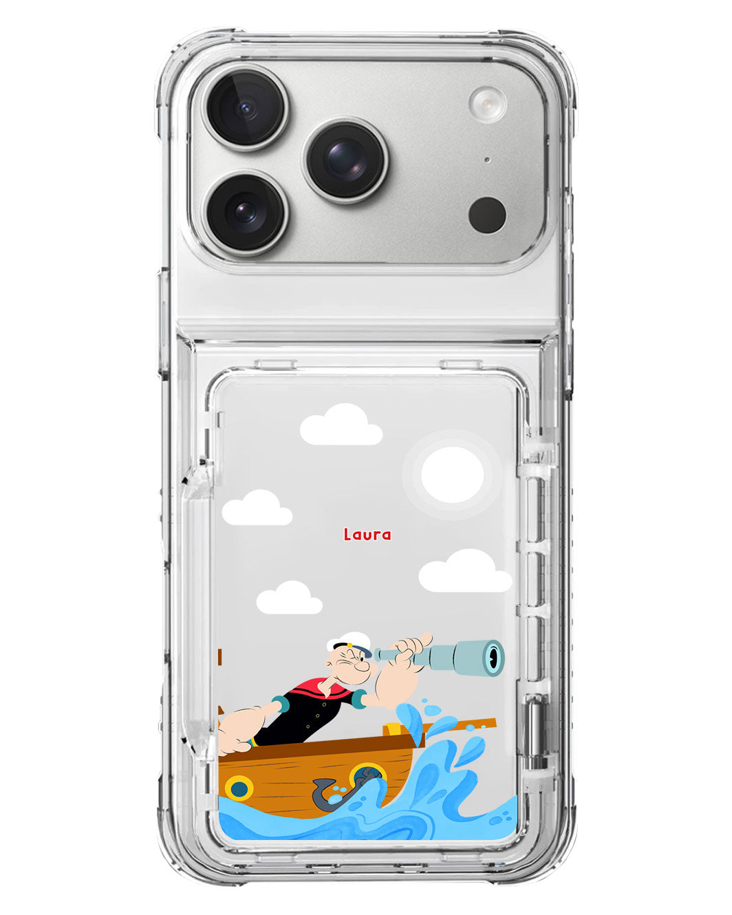 iPhone Crystal Wallet Standing Case - Popeye In The Sea