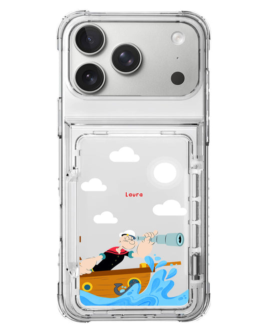 iPhone Crystal Wallet Standing Case - Popeye In The Sea