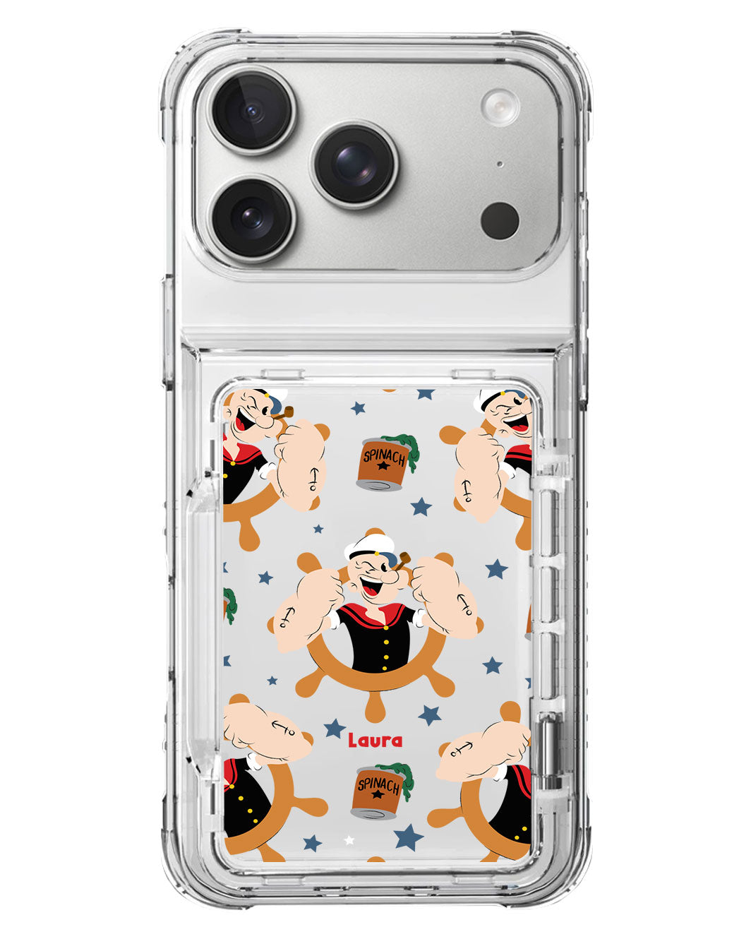 iPhone Crystal Wallet Standing Case - Popeye Pattern