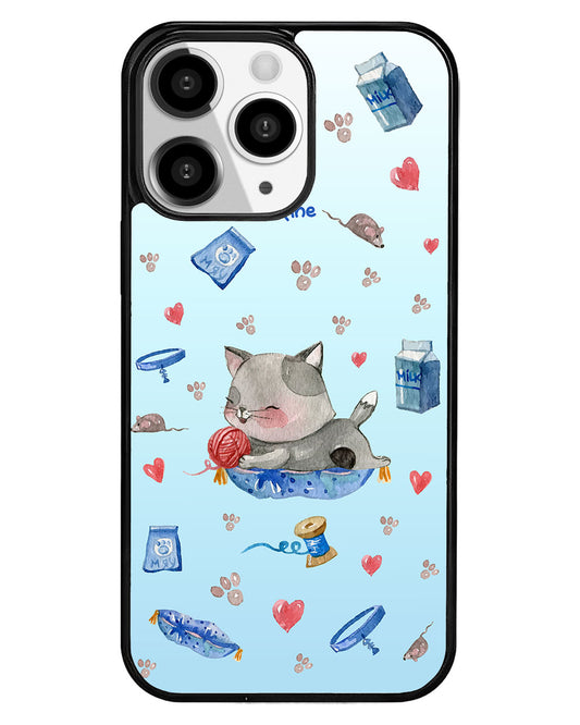 iPhone Premium Glam Case - Blue Cat