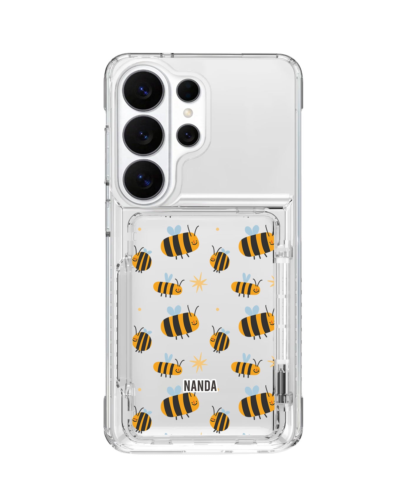 Android Crystal Wallet Standing Case - Bee Happy