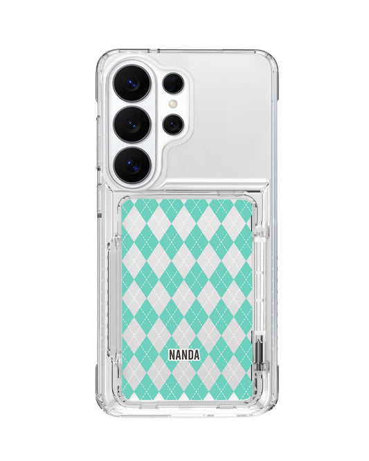 Android Crystal Wallet Standing Case - Cotton Candy Argyle