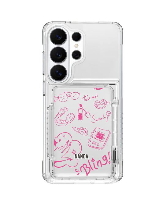 Android Crystal Wallet Standing Case - Girly Notes